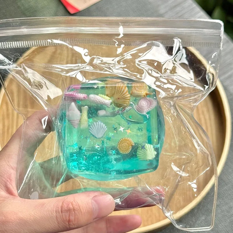 Ocean Cube Squishy - Deep Ocean Blue Sensory Cube & Fidget Toy