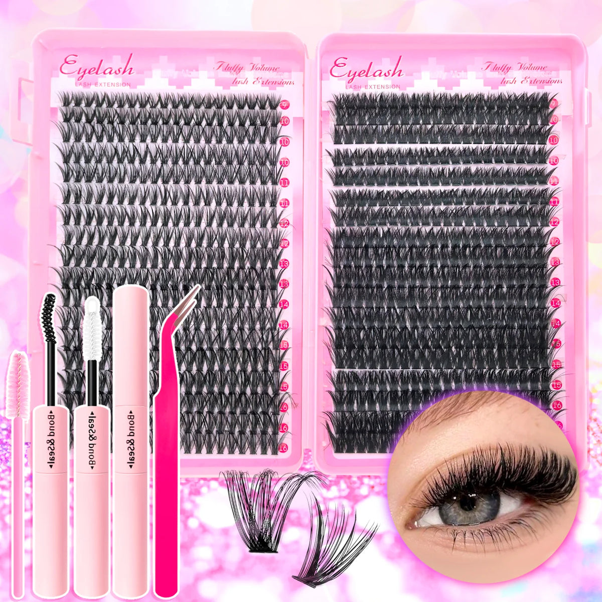 Pro-Glam All-in-One  Wispy Eyelash Extension Kit